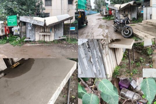 जीर्ण बसथांब्यामुळे प्रवाशांची गैरसोय; महापालिका प्रशासनाचे दुर्लक्ष?